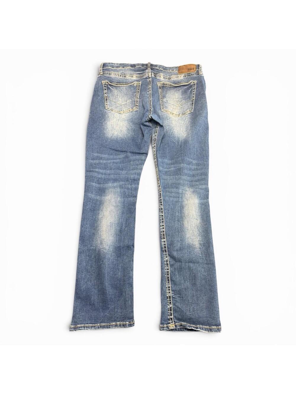 Buckle BKE Jake Straight Jeans Mens  Blue  Distressed Denim Stretch 38R 36x30